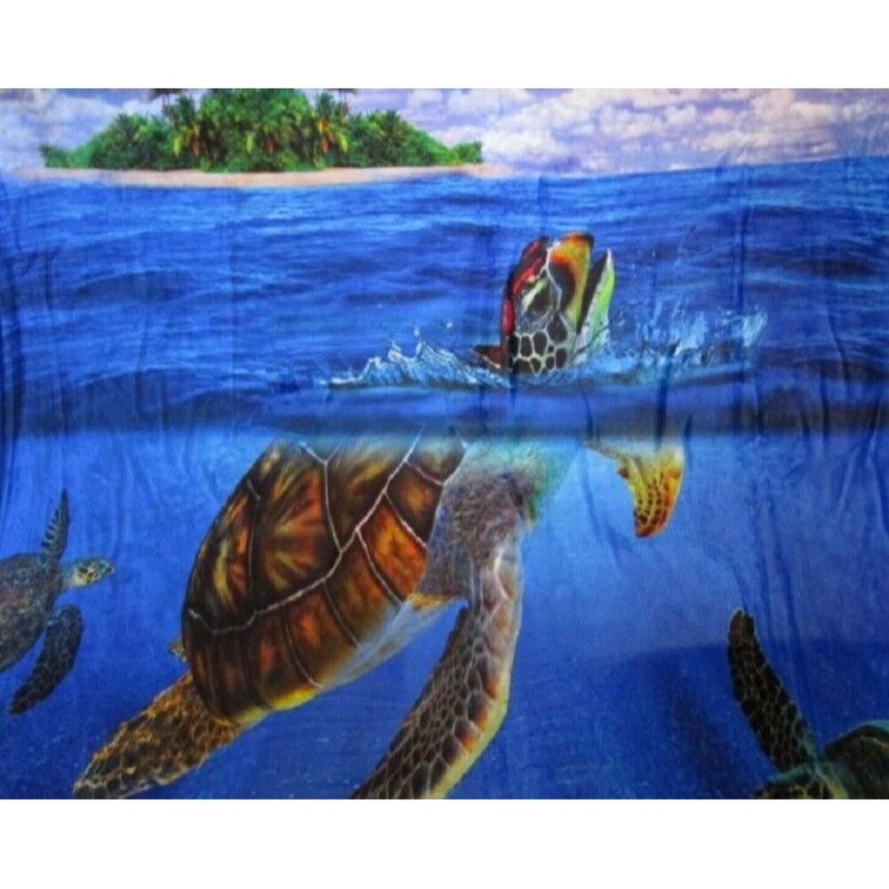 New Honu Sea Turtle Plush Fleece Throw Gift Blanket Sherpa Coral Reef Turtles - Picture 3 of 6